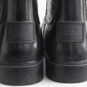 Coach Tall Black Rain Boots | Size 8B | Classic Logo | Knee-High